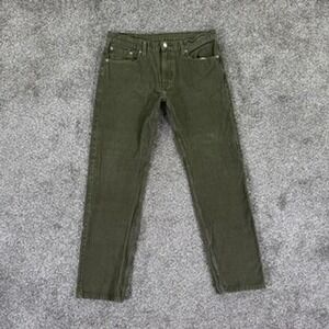 Levis 502 Regular Taper Corduroy Pants Olive Green Men 33x32 Stretch Casual Work